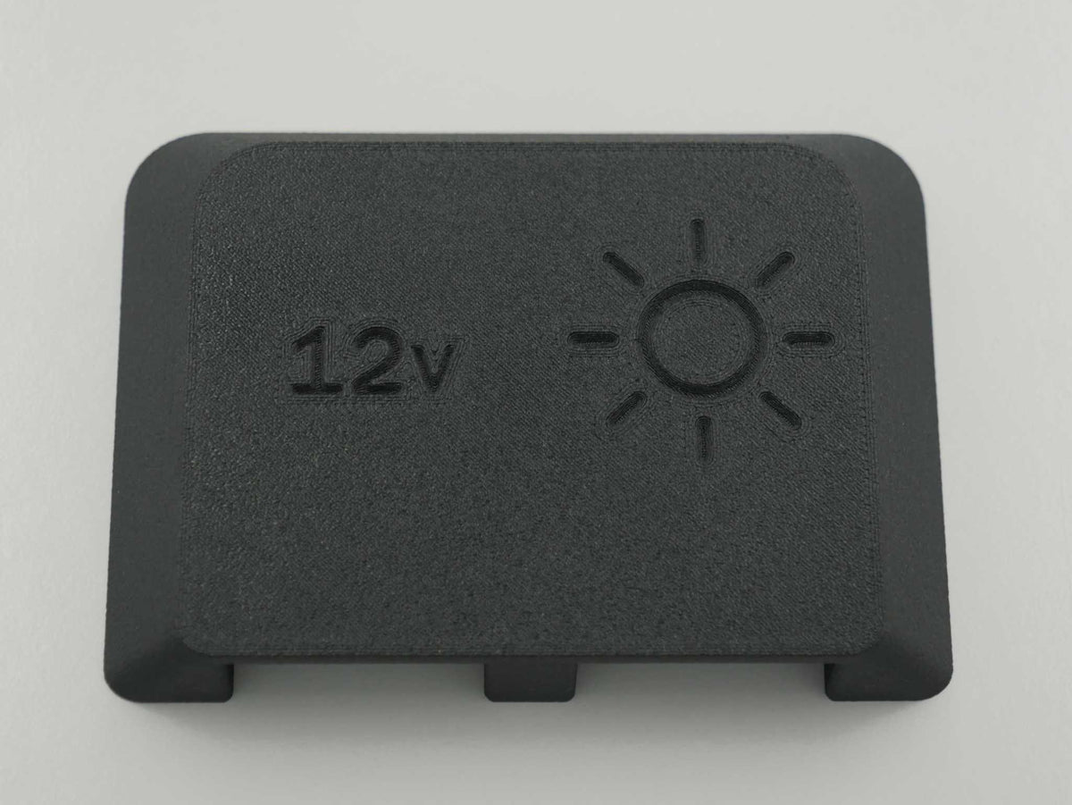 Dual Anderson Mount cover with 12v and solar symbol, made from tough UV resistant ASA-Glass Fibre, durable 50amp Anderson plug mount