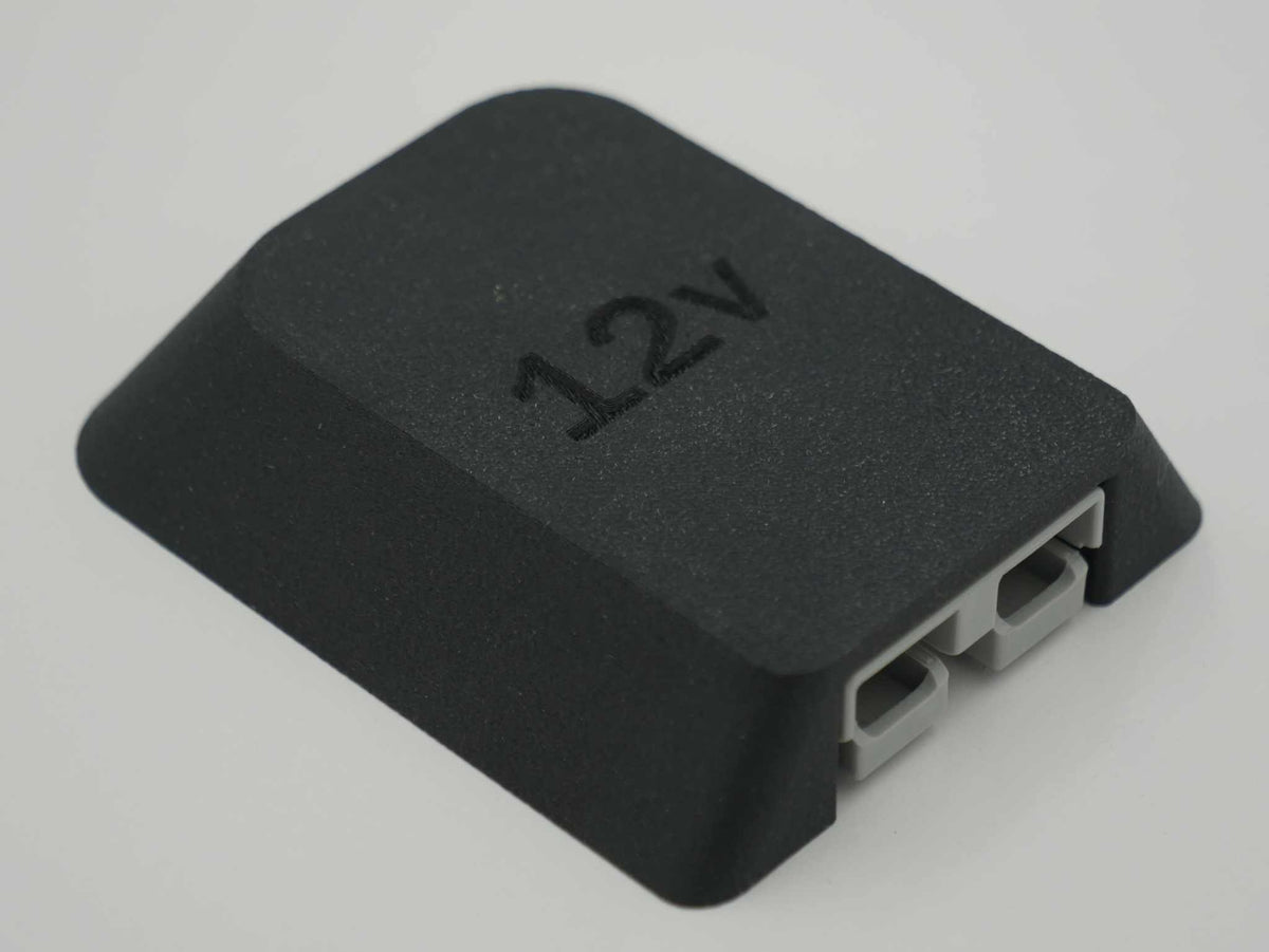 12v Single Anderson Mount plug cover made from tough UV resistant ASA-Glass Fibre with integrated 50amp Anderson plug and 4 mounting bolt holes