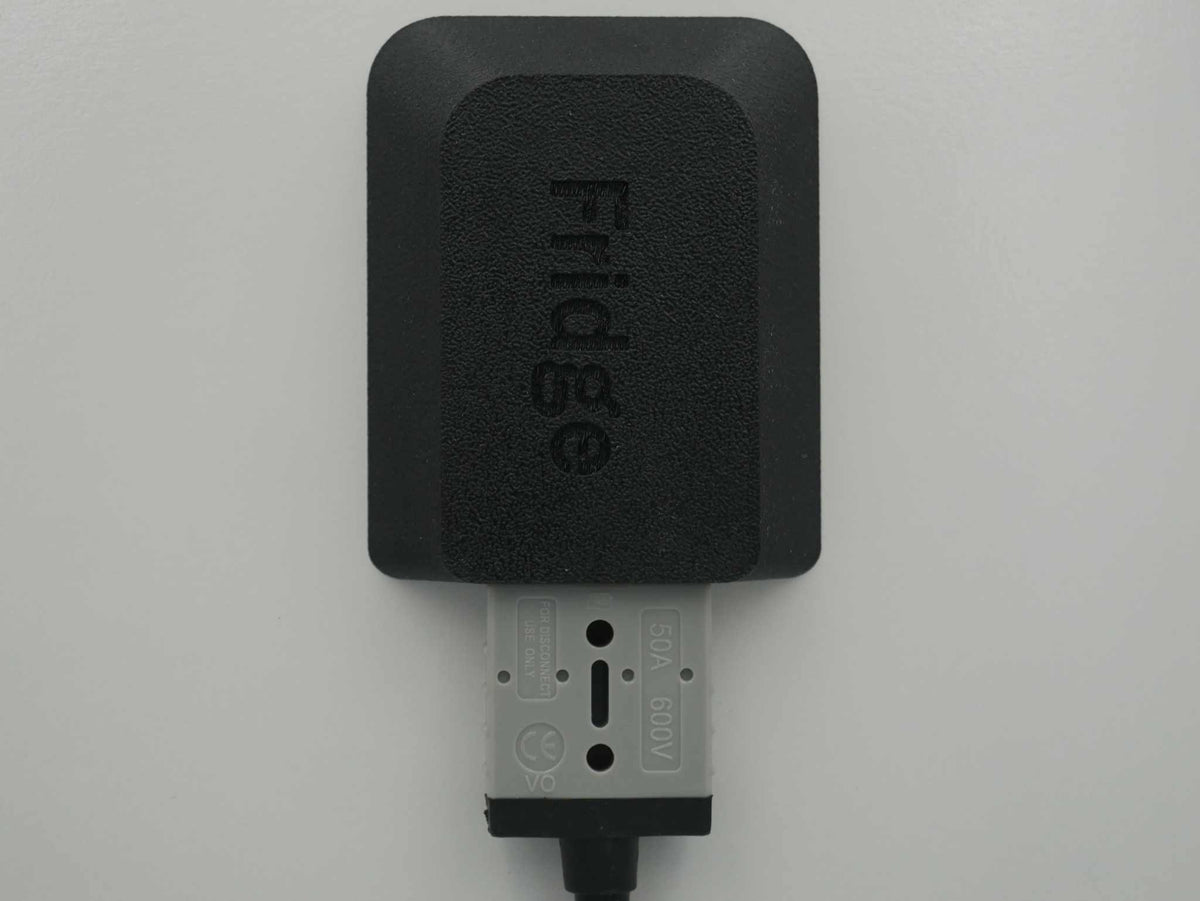 Single Anderson Mount with Fridge label, black durable ASA-Glass Fibre housing for 50amp Anderson plug and pins