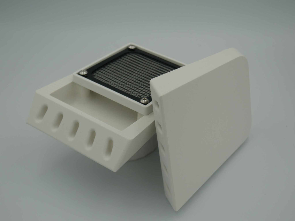 Slanted Mini filtered air vent for rear canopy mounting with screen and filter in black or white