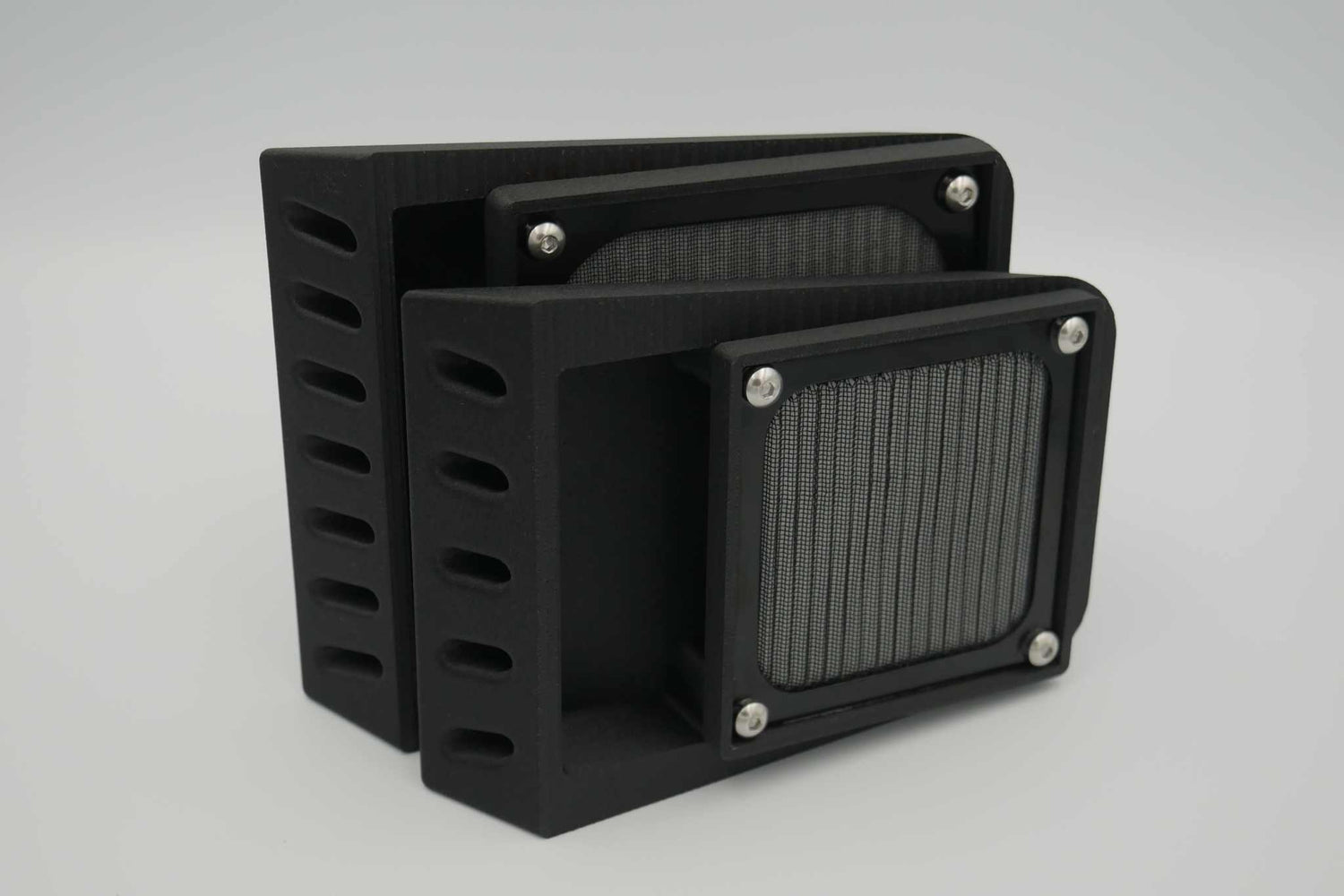 Black angular Slanted Maxi filtered air vents with stainless steel screws for rear canopy mounting