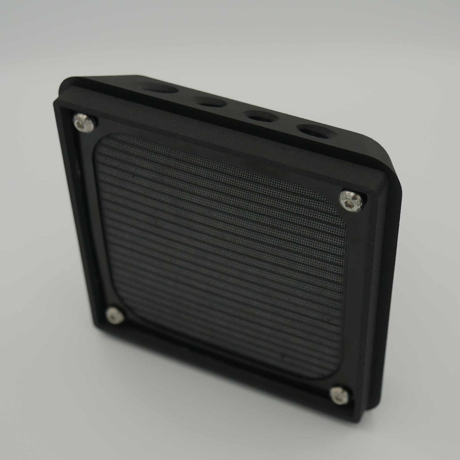 black compact Maxi filtered air vent with screen and stainless steel bolts for rear canopy mounting