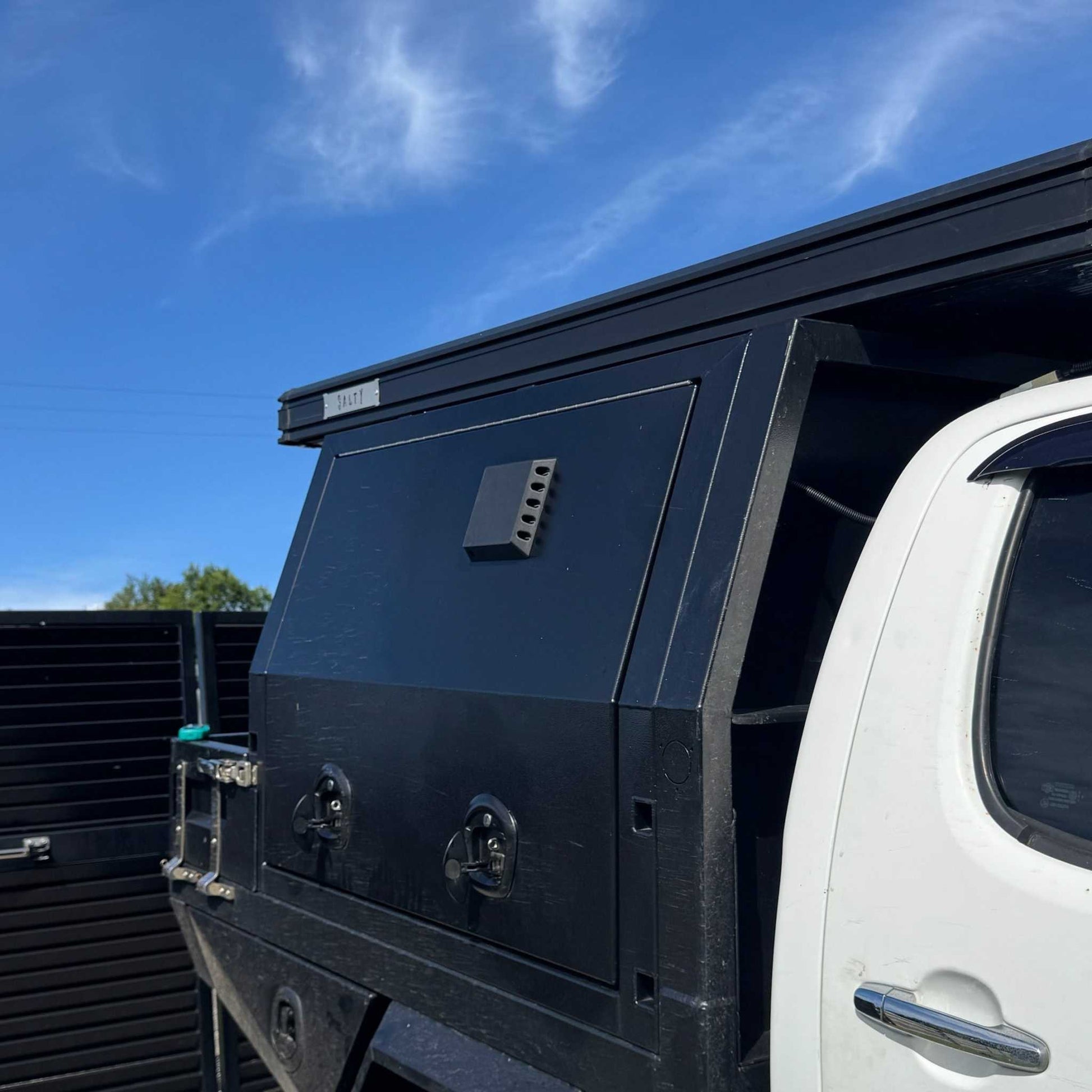 Original Air vent from Ventit3d fitted to a black alloy canopy on the passenger side.