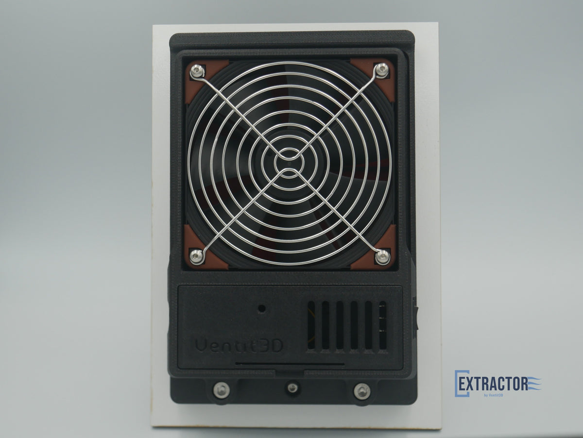 Front view of The Extractor premium 12V canopy air vent by Ventit3D – stainless fan guard and vented circuit lid