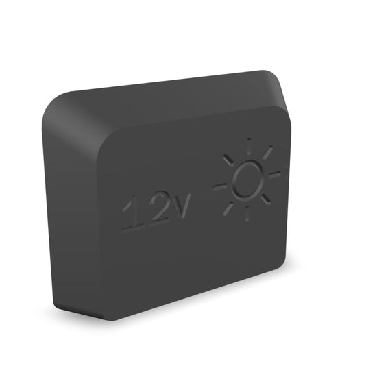 3D model of the Ventit3D Dual Anderson Mount (12v + Solar) in black ASA-Glass Fibre with two 50 amp Anderson plugs and M5 brass heat-set inserts